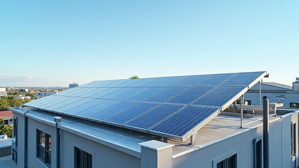 Современная солнечная панель на крыше здания в Казахстане с голубым небом